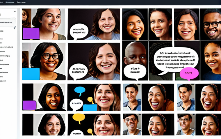**

A vibrant online community with people from diverse backgrounds interacting positively. Focus on elements representing connection, shared interests, and mutual support. Emphasize a sense of belonging and emotional connection within the group. Include visual cues of online activity (chat bubbles, shared content) and potentially a physical representation of community (e.g., people gathered around a table even if virtually represented).

**