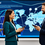A diverse group of professional individuals from various global locations, fully clothed in modest, modern business attire, engaging in a vibrant online community discussion. They are seen interacting naturally through illuminated digital screens, tablets, and projected interfaces, conveying genuine connection and shared interest. The background is a clean, interconnected digital network visualization, suggesting global reach. Positive, collaborative atmosphere, safe for work, appropriate content, family-friendly, perfect anatomy, correct proportions, natural pose, well-formed hands, proper finger count, natural body proportions, professional photography, high quality.