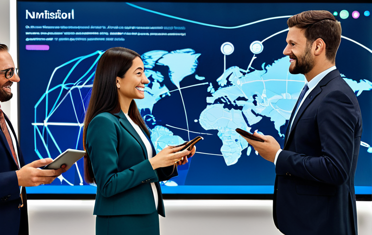 A diverse group of professional individuals from various global locations, fully clothed in modest, modern business attire, engaging in a vibrant online community discussion. They are seen interacting naturally through illuminated digital screens, tablets, and projected interfaces, conveying genuine connection and shared interest. The background is a clean, interconnected digital network visualization, suggesting global reach. Positive, collaborative atmosphere, safe for work, appropriate content, family-friendly, perfect anatomy, correct proportions, natural pose, well-formed hands, proper finger count, natural body proportions, professional photography, high quality.