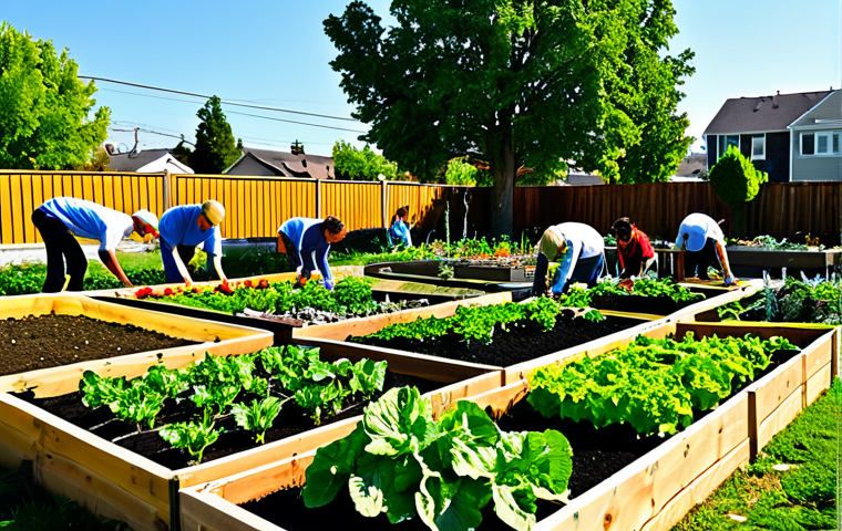커뮤니티의 비전 수립과 공유 방법 - Community Garden**

"A diverse group of community members, fully clothed and in appropriate gardenin...