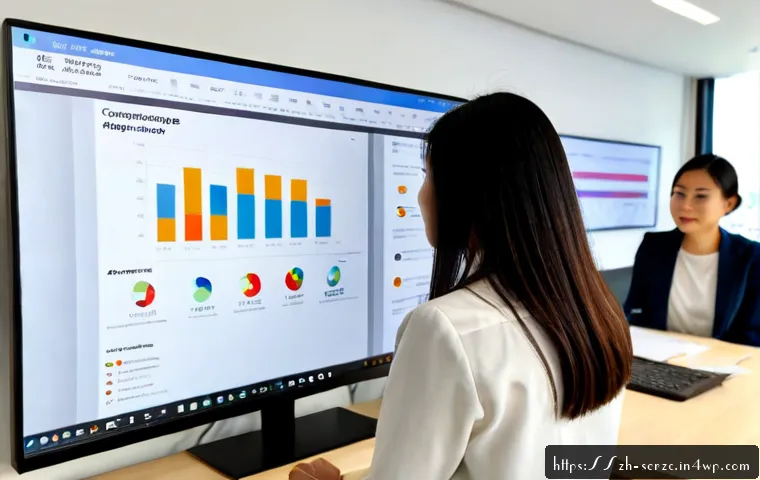 커뮤니티 운영의 효율성을 위한 데이터 분석 방법 - Photorealistic community analytics workspace, a focused community manager reviewing colorful anonymi...